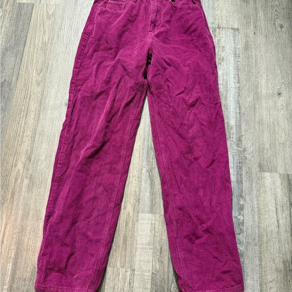 Purple Straight Leg Pants with High-Waisted Design loose fit corduroy casual - Picture 1 of 7